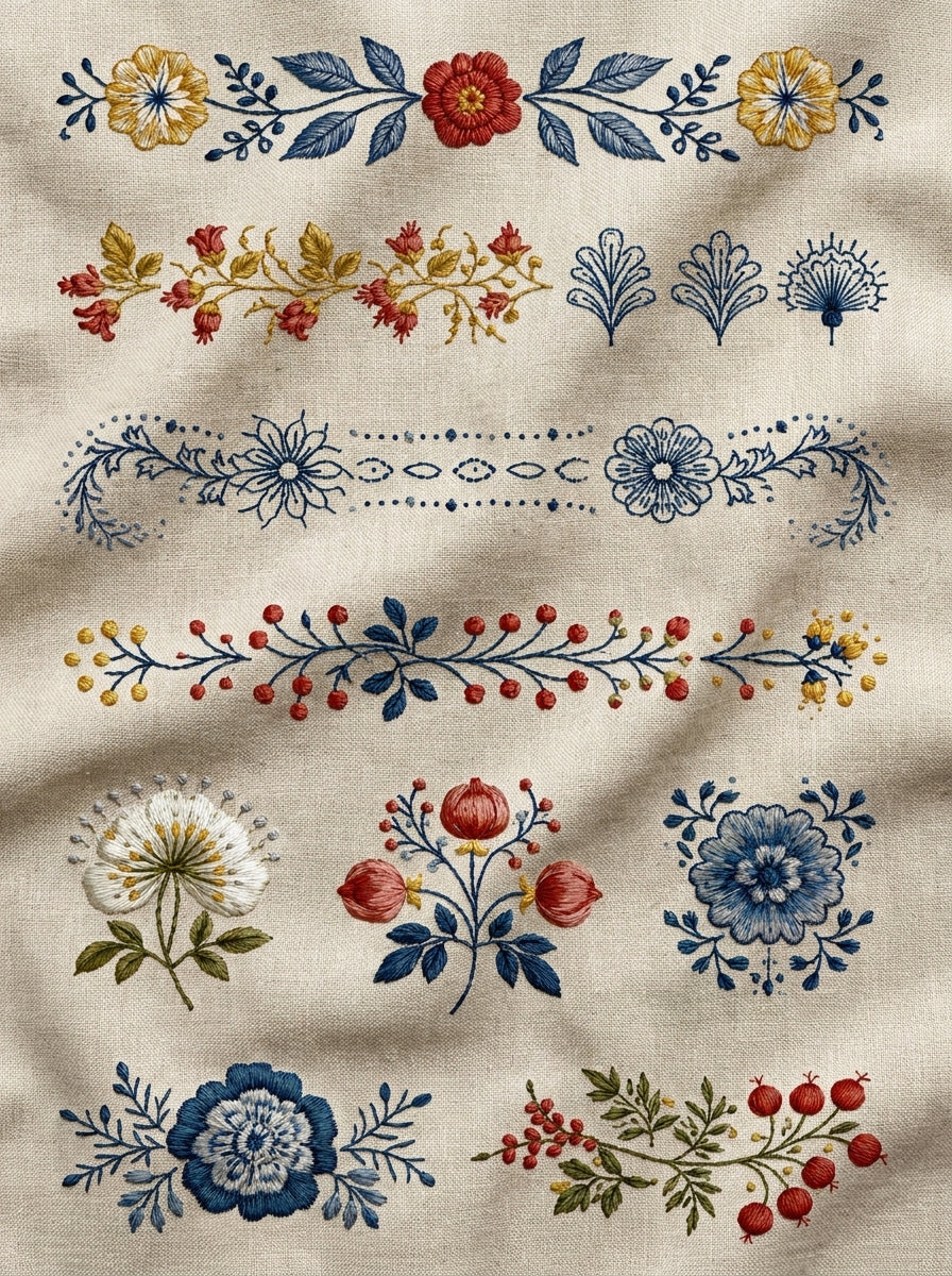 Accent Designs & Mini Motif Library - Book 1 | Digital PDF Embroidery Design Book