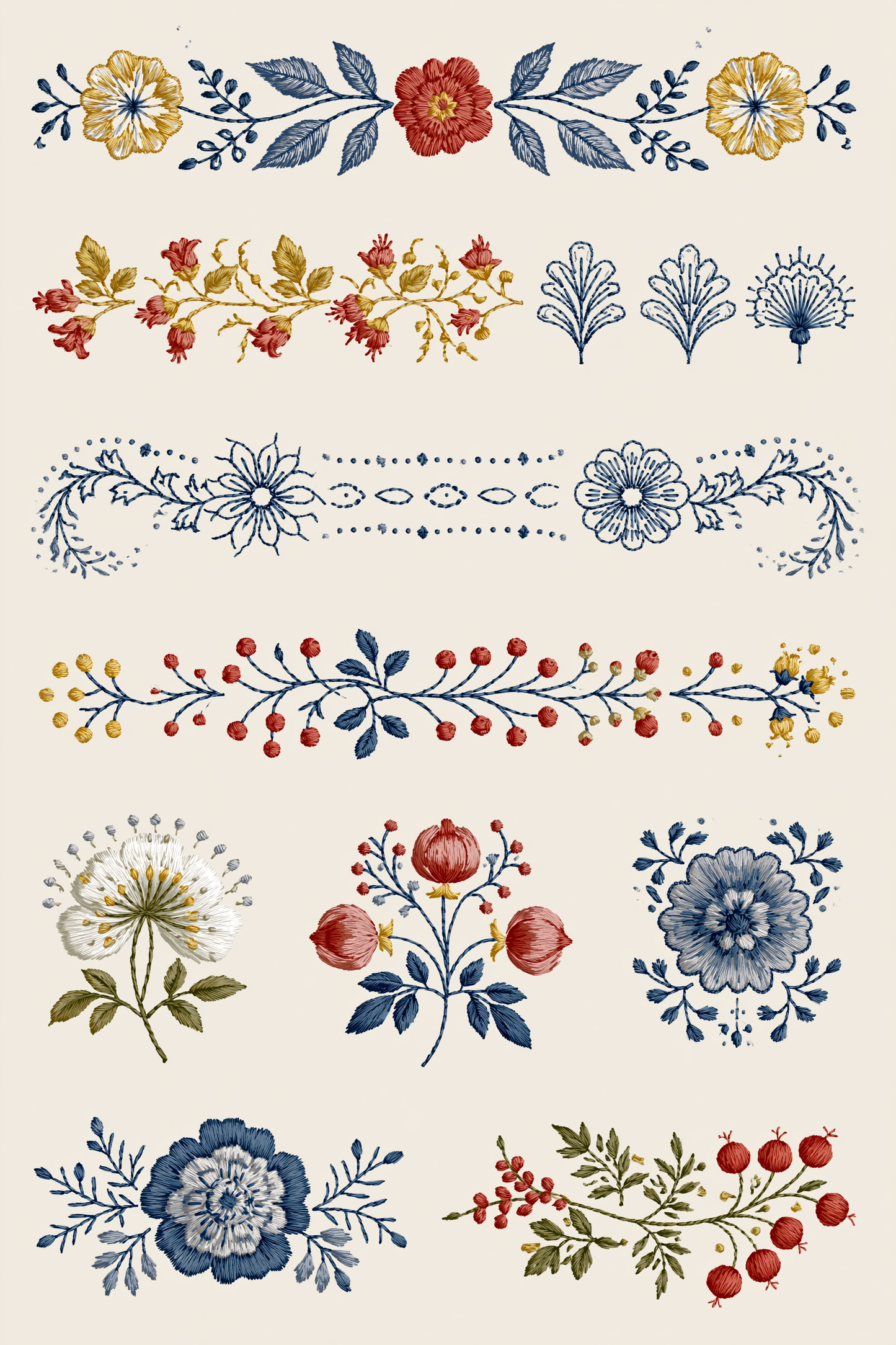 Accent Designs & Mini Motif Library - Book 1 | Digital PDF Embroidery Design Book