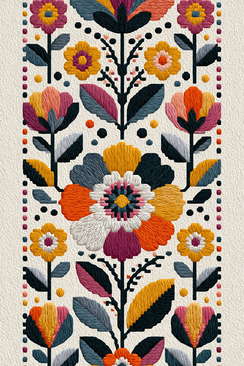 Mini Colorwork Border Unit Modern from Modern Colorwork Embroidery Book 1, a digital embroidery design reference for machine embroidery designs, embroidery patterns and border and edge embroidery.