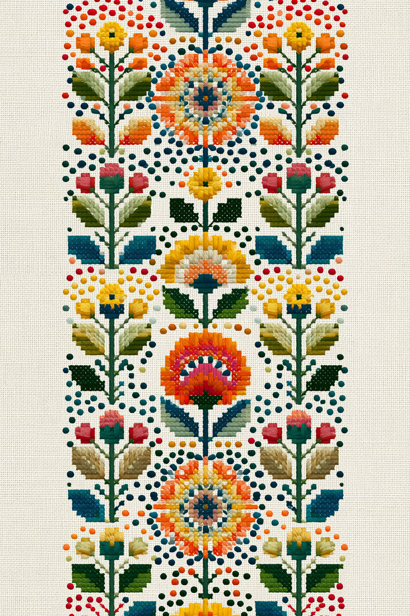 Mini Colorwork Border Unit Modern from Modern Colorwork Embroidery Book 2, a digital embroidery design reference for machine embroidery designs, embroidery patterns and border and edge embroidery.