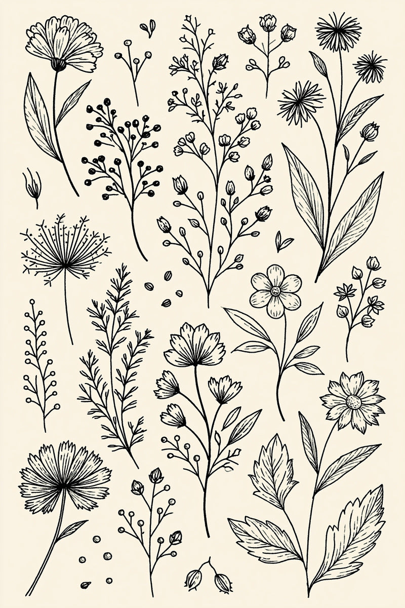 Mini Floral Filler Motif Plate from Accent Designs & Mini Motif Library Book 1, a digital embroidery design reference for machine embroidery designs, embroidery patterns and small motif and accent designs.