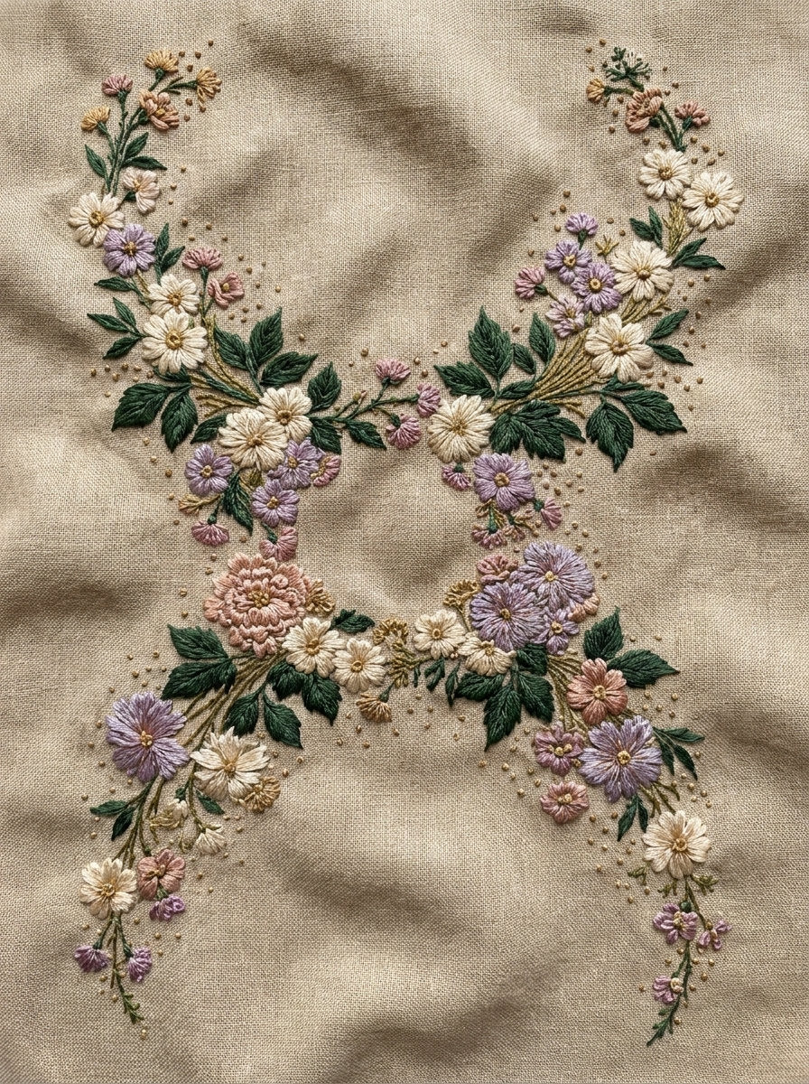 Mini Floral Frame Motif from Classic Frames & Borders Book 4, a digital embroidery design reference for machine embroidery designs, embroidery patterns and border and edge embroidery.