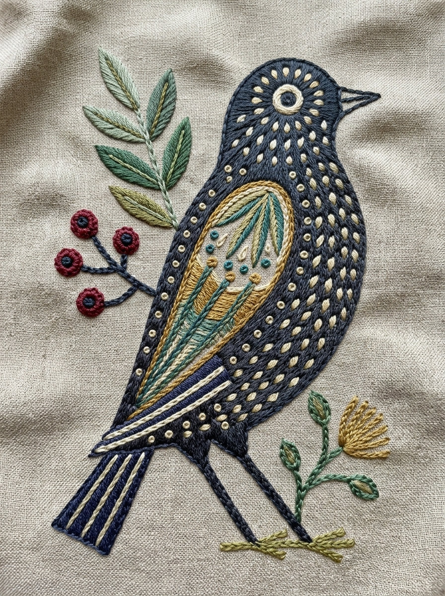 Mini Folk Bird Filler Global from Global Folk Art Embroidery Book 3, a digital embroidery design reference for machine embroidery designs, embroidery patterns and small motif and accent designs.