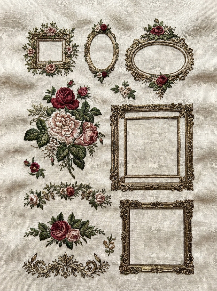 Mini Frames Large Frames And from Classic Frames & Borders Book 10, a digital embroidery design reference for machine embroidery designs, embroidery patterns and border and edge embroidery.