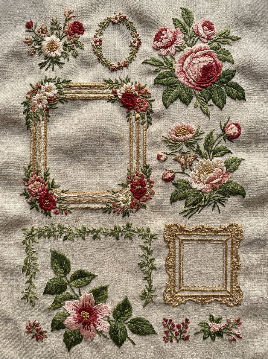 Mini Frames Large Frames And from Classic Frames & Borders Book 7, a digital embroidery design reference for machine embroidery designs, embroidery patterns and border and edge embroidery.