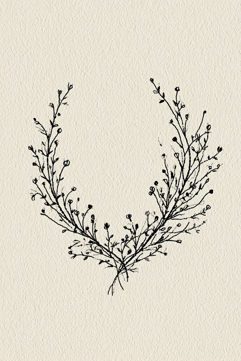 Minimal Botanical Monogram Frame 02 from Botanical Embroidery Designs Book 4, a digital embroidery design reference for machine embroidery designs, embroidery patterns and frames and monogram spaces.