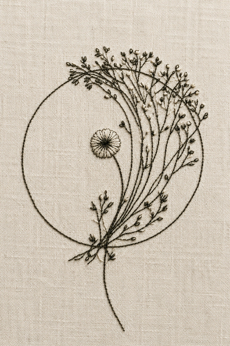 Minimal Floral Medallion 02 from Botanical Embroidery Designs Book 4, a digital embroidery design reference for machine embroidery designs, embroidery patterns and small motif and accent designs.