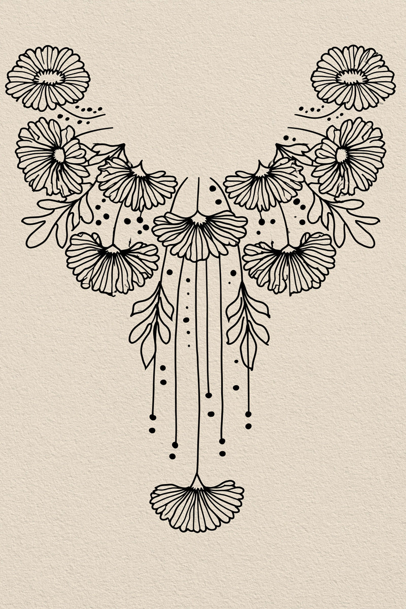 Minimal Line Yoke Border Line from Line Art Embroidery Book 2, a digital embroidery design reference for machine embroidery designs, embroidery patterns and border and edge embroidery.