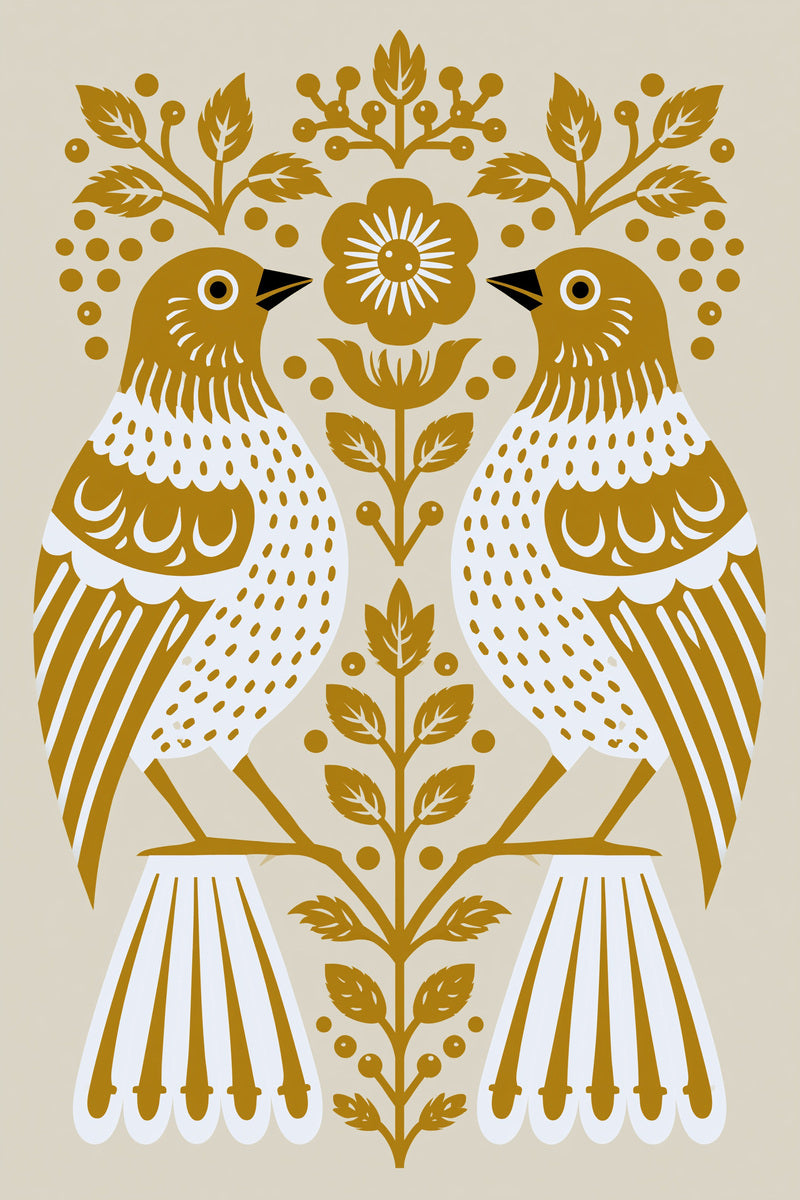 Mirrored Folk Birds Embroidery from Birds Embroidery Book 2, a digital embroidery design reference for machine embroidery designs, embroidery patterns and embroidery design reference.