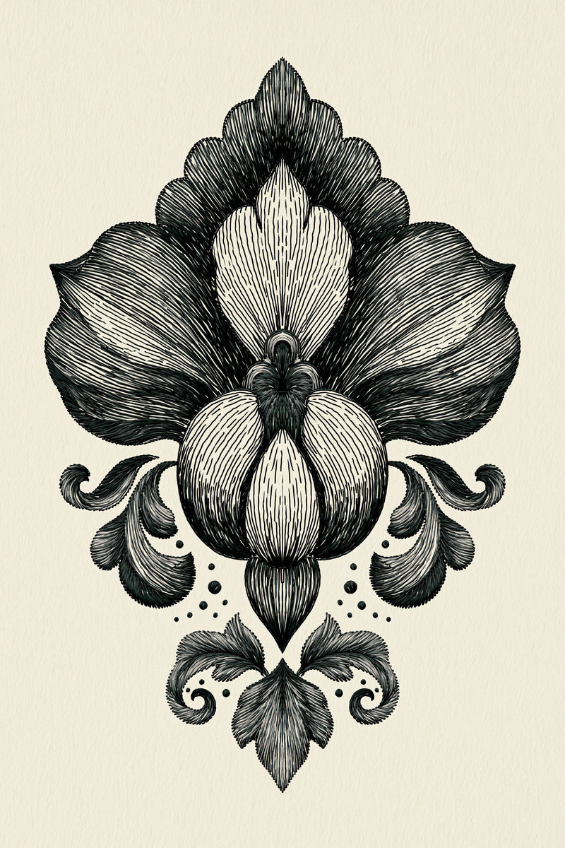 Modern Baroque Blossom Motif Neo from Neo Baroque Petal Forms Book 1, a digital embroidery design reference for machine embroidery designs, embroidery patterns and embroidery design reference.