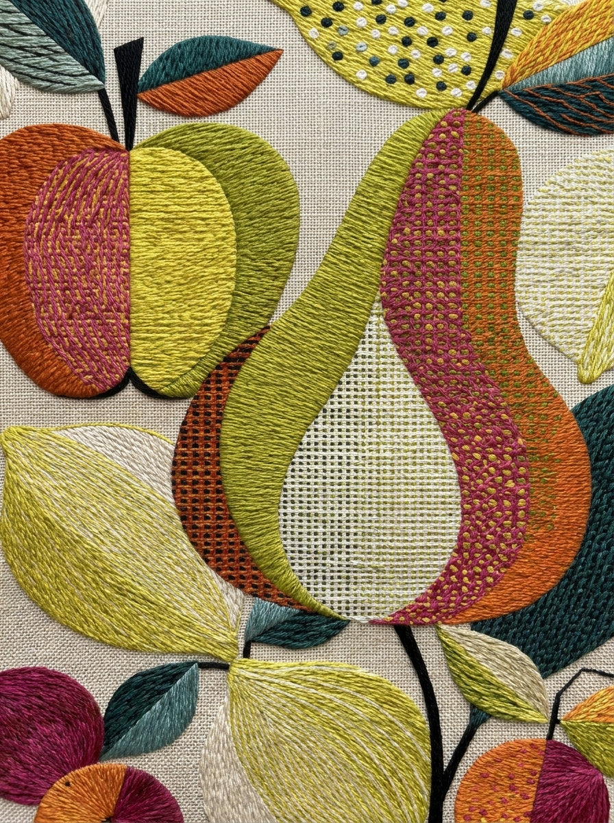Modern Fruit Colorwork Motif Modern from Modern Colorwork Embroidery Book 4, a digital embroidery design reference for machine embroidery designs, embroidery patterns and embroidery design reference.