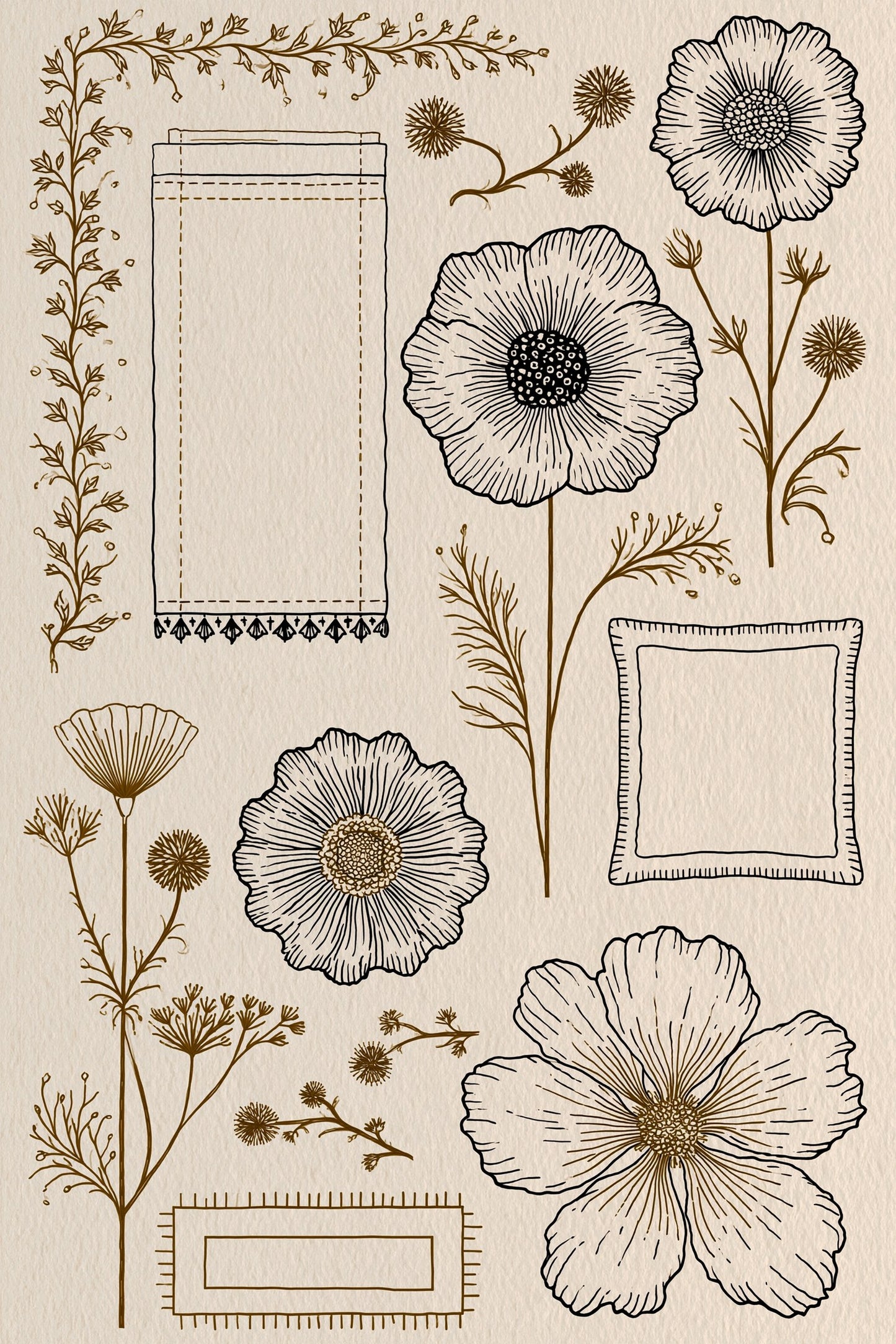 Digital PDF embroidery design bundle cover preview for Monochrome Stitch Language Bundle 2, featuring curated embroidery patterns, motif library references and textile design… - preview 18