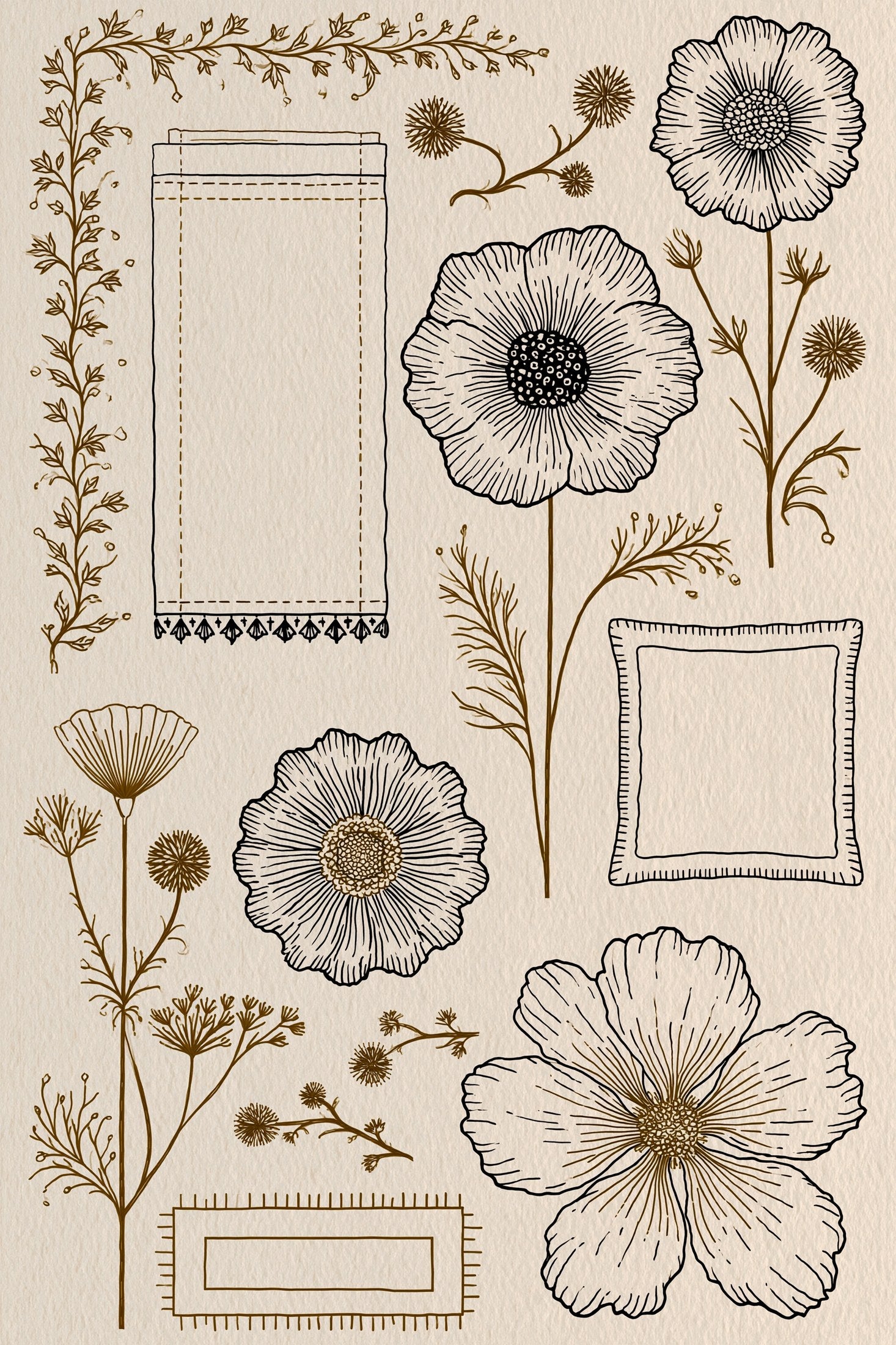 Digital PDF embroidery design bundle cover preview for Monochrome Stitch Language Bundle 2, featuring curated embroidery patterns, motif library references and textile design… - preview 18