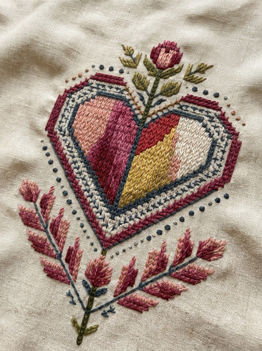 Modern Valentine Colorwork Heart Modern from Modern Colorwork Embroidery Book 1, a digital embroidery design reference for machine embroidery designs, embroidery patterns and seasonal embroidery motifs.