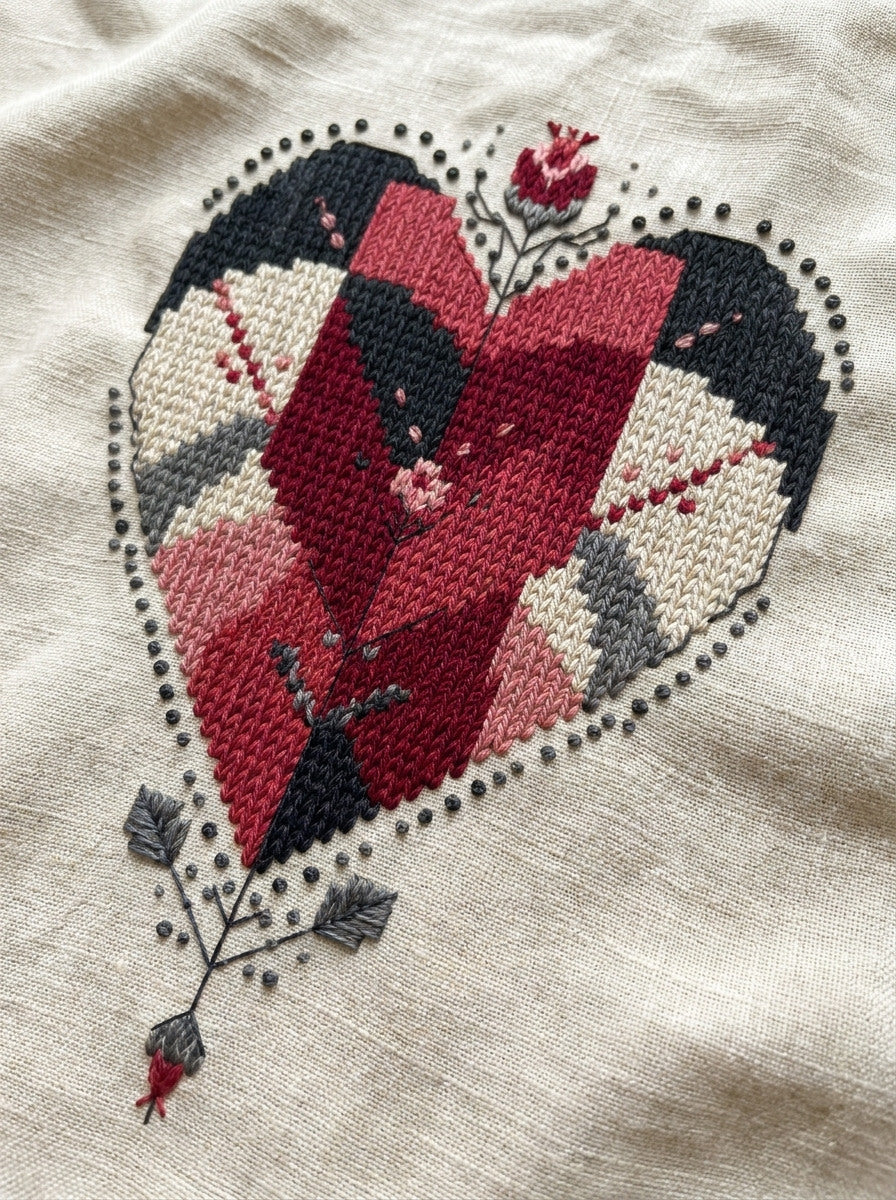 Modern Valentine Colorwork Heart Modern from Modern Colorwork Embroidery Book 2, a digital embroidery design reference for machine embroidery designs, embroidery patterns and seasonal embroidery motifs.