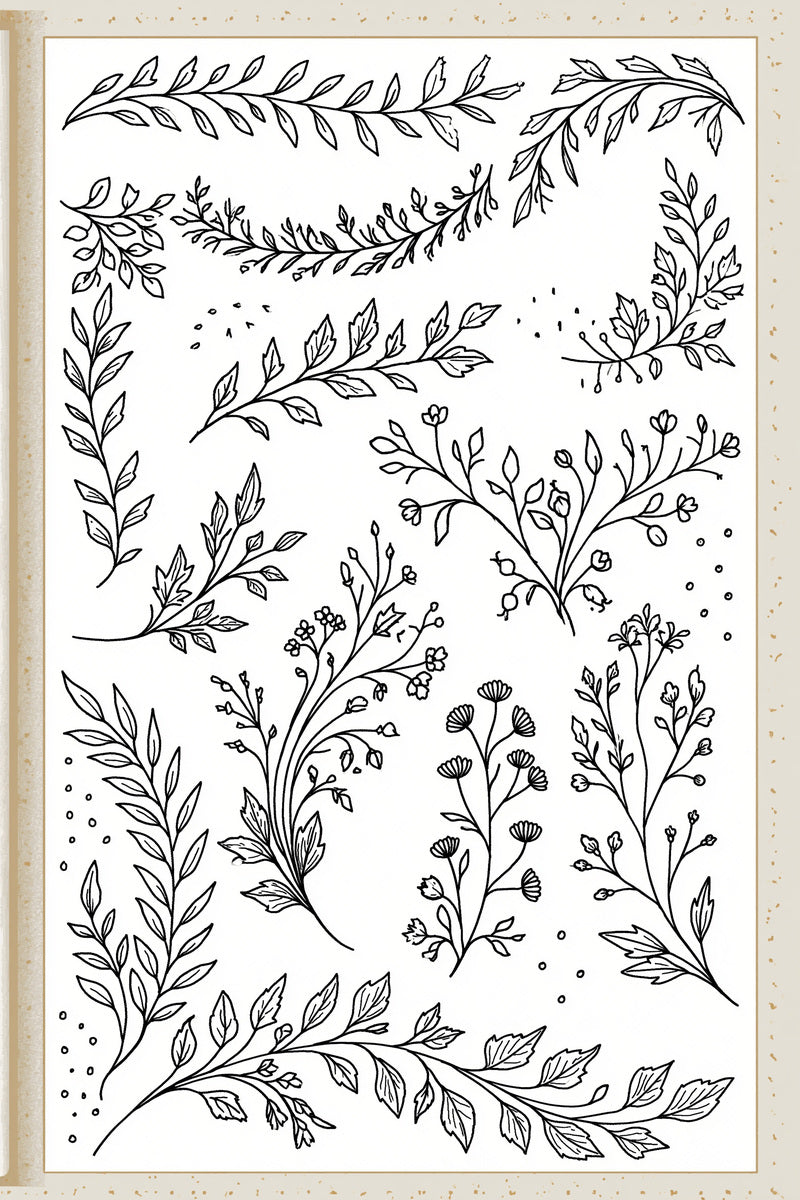 Modular Botanical Sprig Library Plate from Botanical Sprig Library Book 10, a digital embroidery design reference for machine embroidery designs, embroidery patterns and small motif and accent designs.