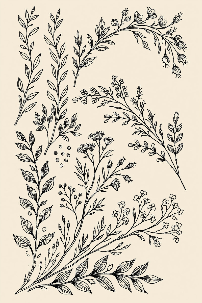 Modular Botanical Sprig Library Plate from Botanical Sprig Library Book 5, a digital embroidery design reference for machine embroidery designs, embroidery patterns and small motif and accent designs.