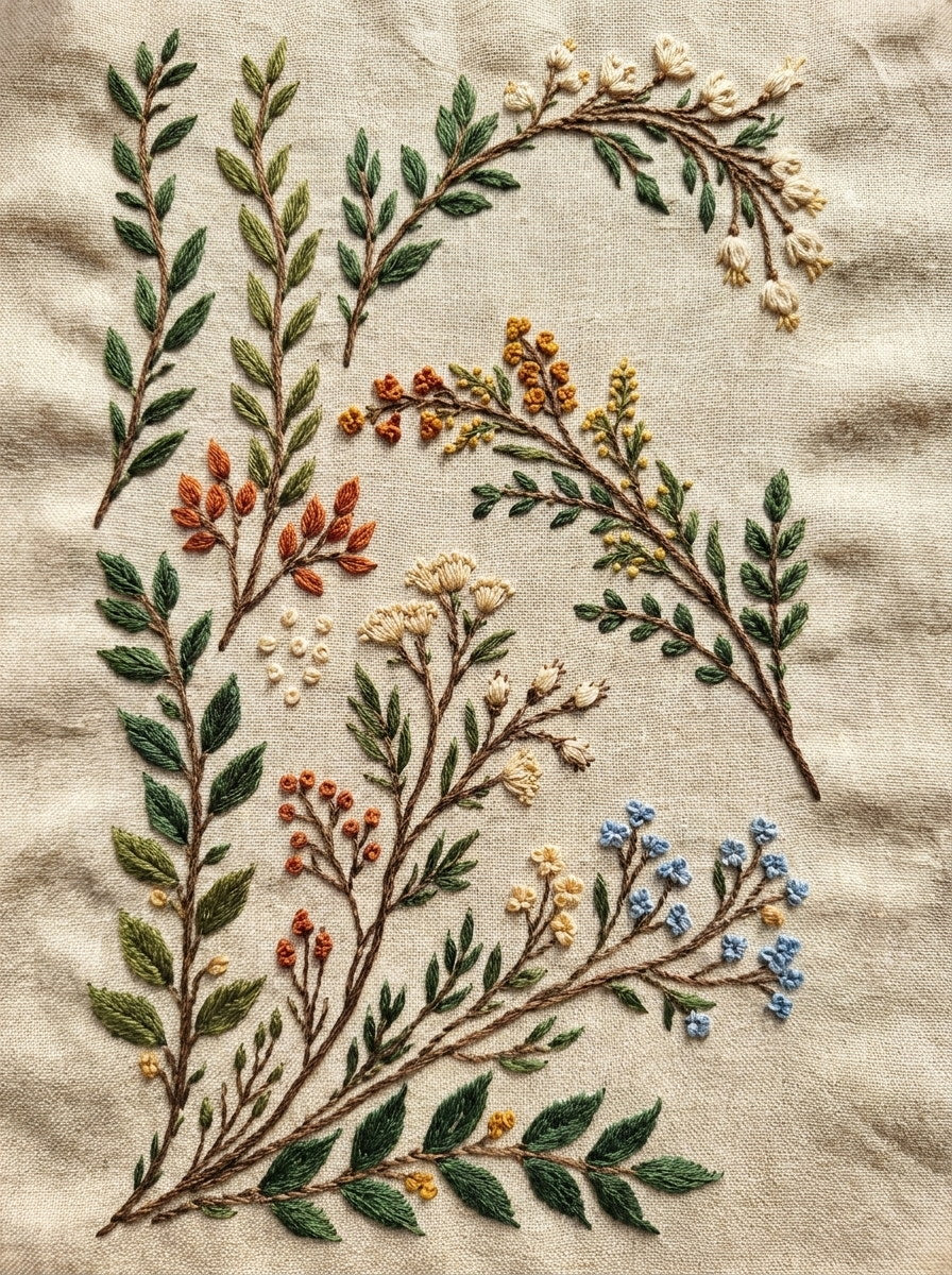 Modular Botanical Sprig Library Plate from Botanical Sprig Library Book 5, a digital embroidery design reference for machine embroidery designs, embroidery patterns and small motif and accent designs.