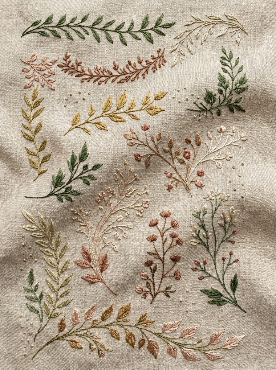Modular Botanical Sprig Library Plate from Botanical Sprig Library Book 10, a digital embroidery design reference for machine embroidery designs, embroidery patterns and small motif and accent designs.