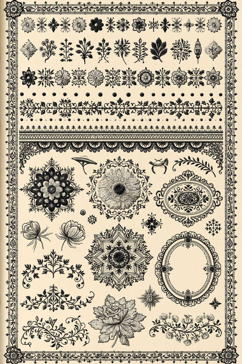 Modular Embroidery Pattern Book Plate 02 from Modular & Combine Friendly Embroidery Systems Book 1, a digital embroidery design reference for machine embroidery designs, embroidery patterns and embroidery design reference.