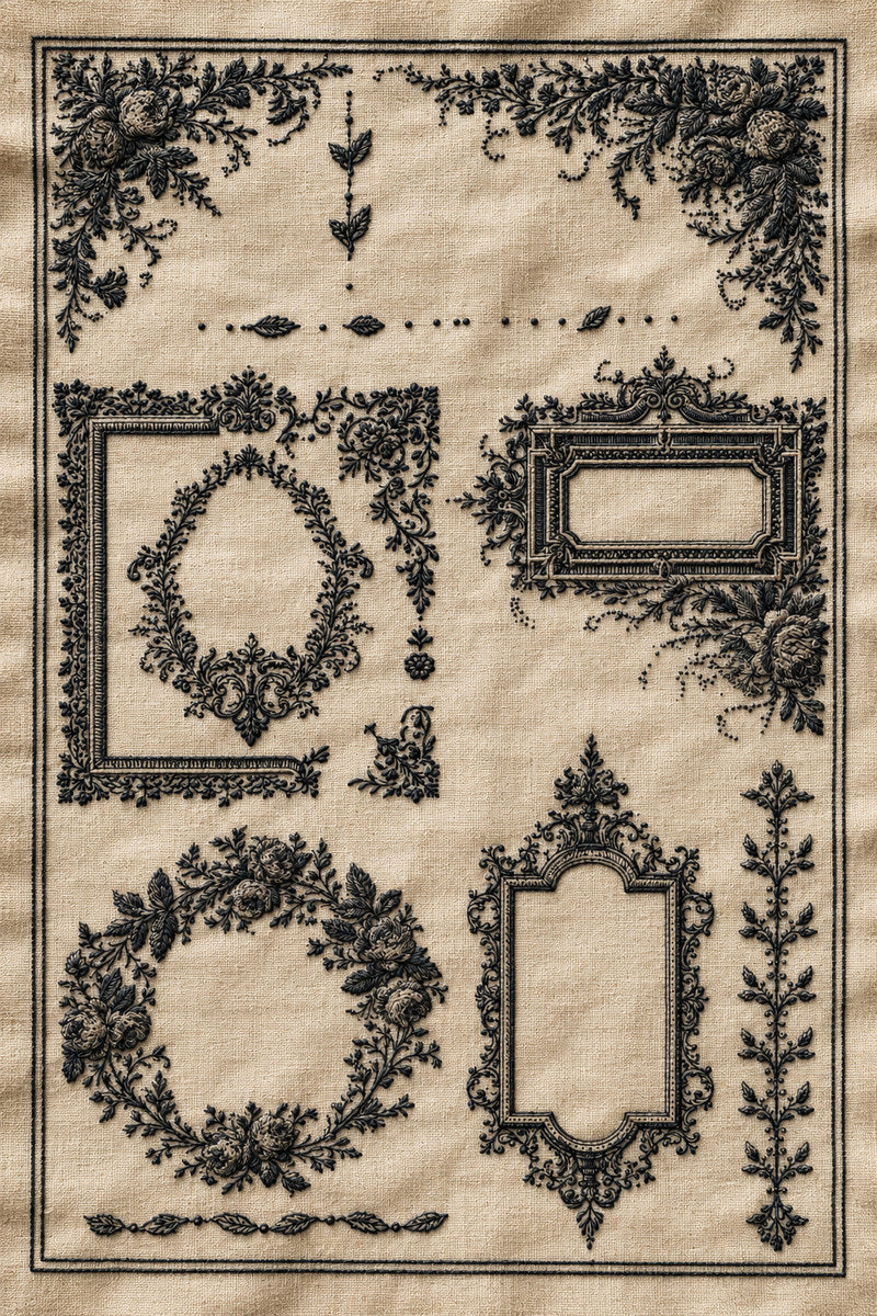 Modular Embroidery Pattern Book Plate 1 03 from Modular & Combine Friendly Embroidery Systems Book 1, a digital embroidery design reference for machine embroidery designs, embroidery patterns and embroidery design reference.