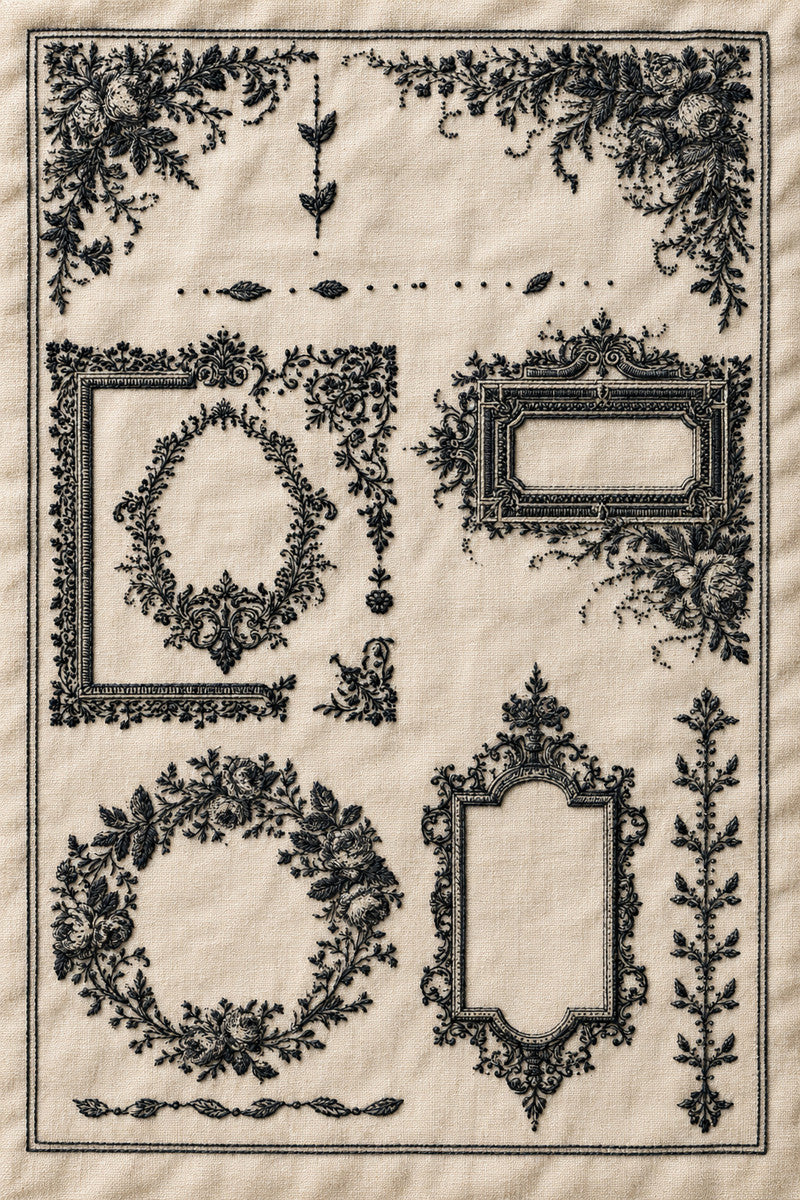 Modular Embroidery Pattern Book Plate 2 from Modular & Combine Friendly Embroidery Systems Book 1, a digital embroidery design reference for machine embroidery designs, embroidery patterns and embroidery design reference.