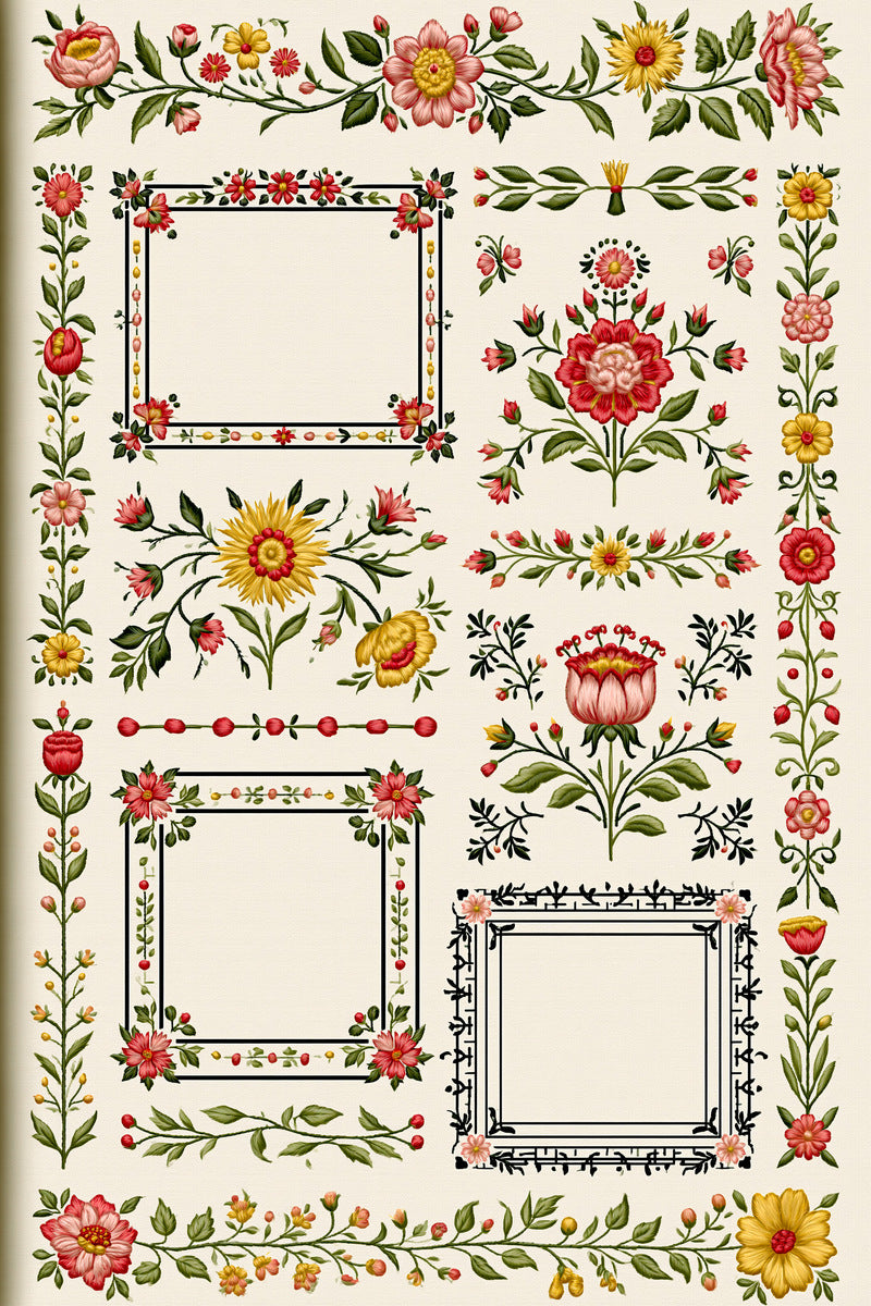 Modular Embroidery Pattern Book Plate from Modular & Combine Friendly Embroidery Systems Book 3, a digital embroidery design reference for machine embroidery designs, embroidery patterns and embroidery design reference.