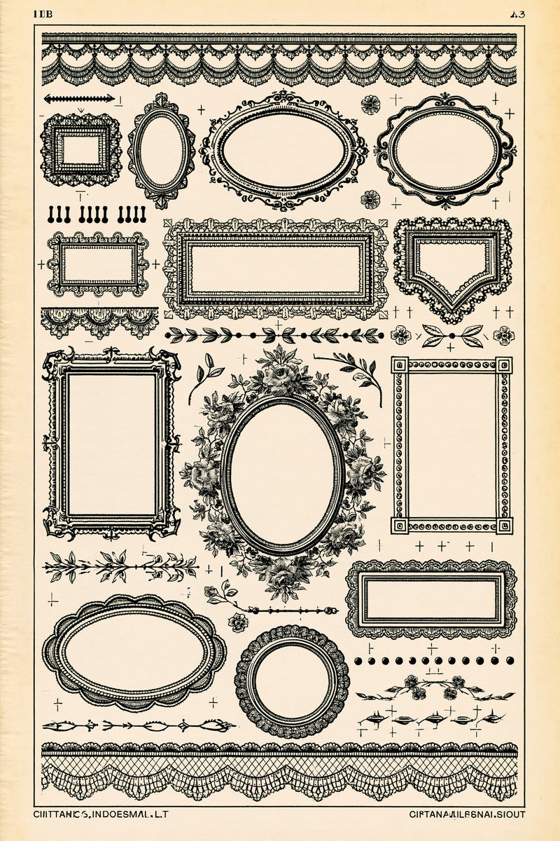 Modular Frame Kit Library Plate from Classic Frames & Borders Book 6, a digital embroidery design reference for machine embroidery designs, embroidery patterns and border and edge embroidery.