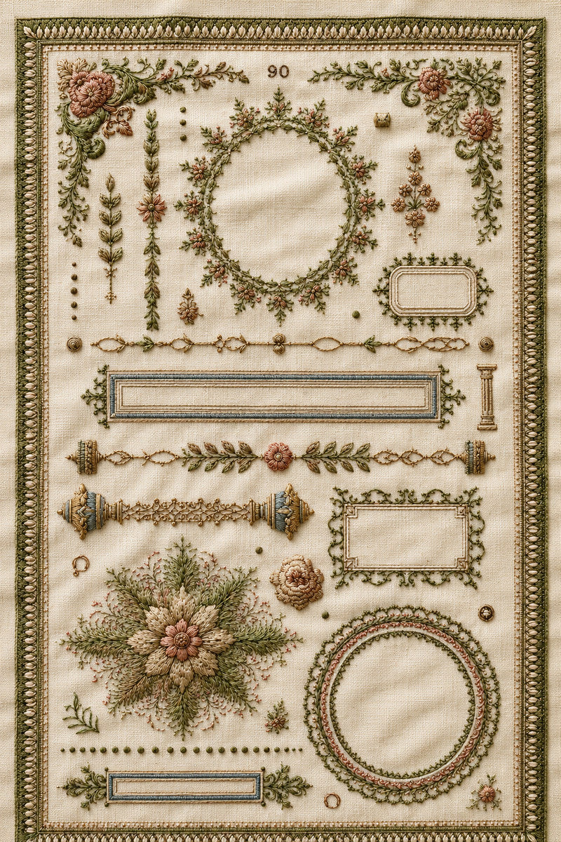 Modular Frame Library Plate Modular 1 from Modular & Combine Friendly Embroidery Systems Book 4, a digital embroidery design reference for machine embroidery designs, embroidery patterns and frames and monogram spaces.