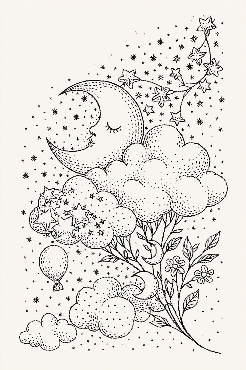 Moon Star And Dream Collection from Baby & Kids Embroidery Book 2, a digital embroidery design reference for machine embroidery designs, embroidery patterns and baby and keepsake embroidery.