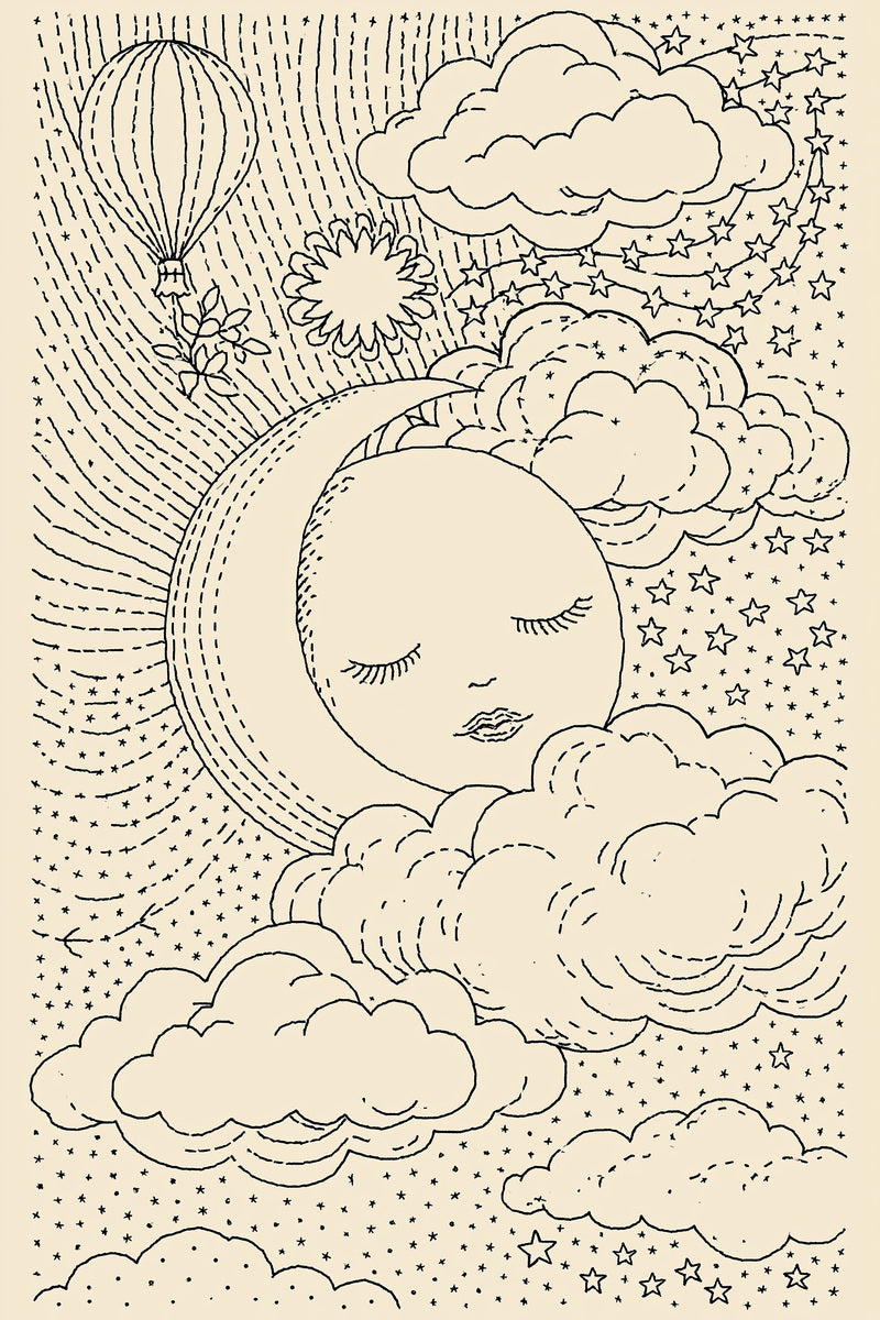 Moon Star And Dream Library from Baby & Kids Embroidery Book 2, a digital embroidery design reference for machine embroidery designs, embroidery patterns and baby and keepsake embroidery.