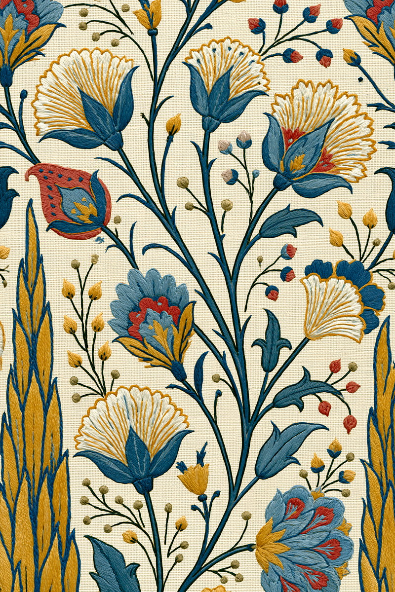 Mughal And Persian Garden from Mughal & Persian Garden Embroidery Book 6, a digital embroidery design reference for machine embroidery designs, embroidery patterns and botanical and floral embroidery.