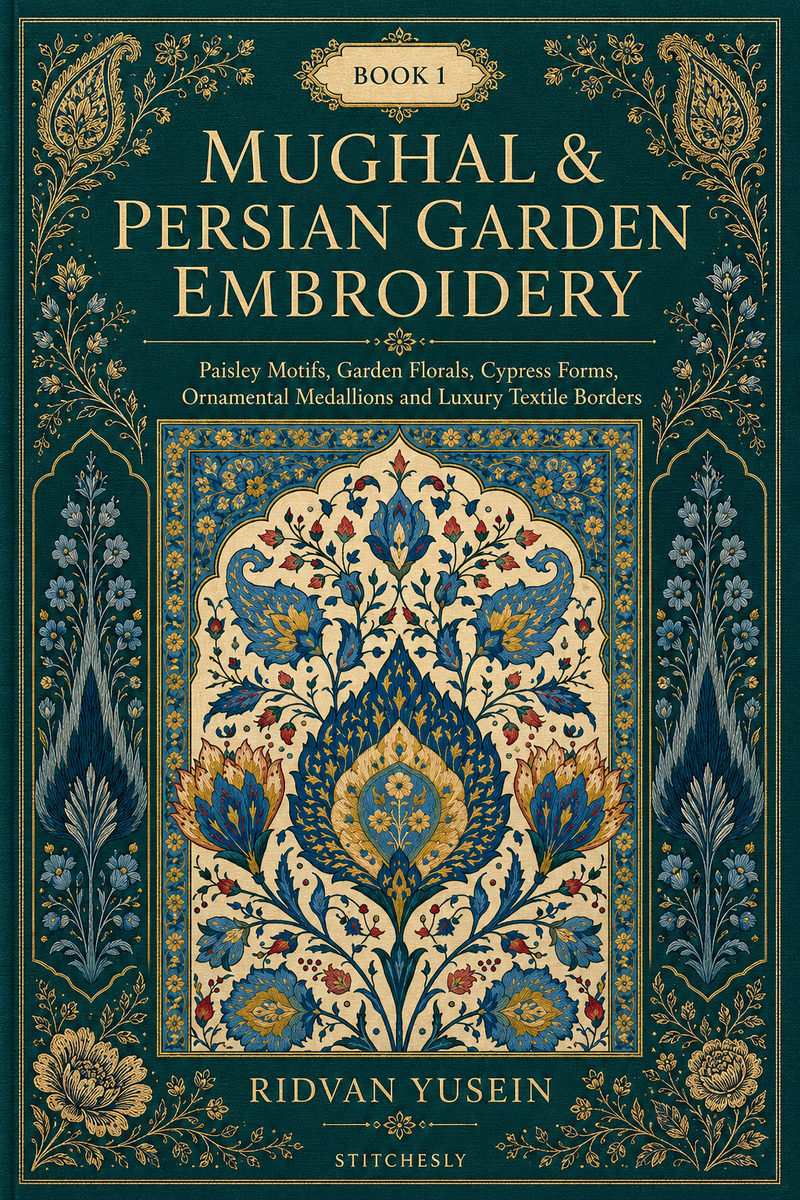 Mughal And Persian Garden Embroidery 1 Book 03 from Mughal & Persian Garden Embroidery Book 1, a digital embroidery design reference for machine embroidery designs, embroidery patterns and botanical and floral embroidery.