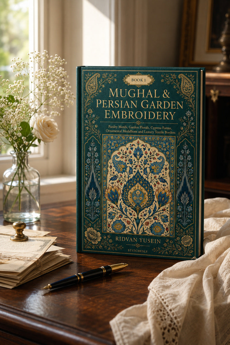 Mughal And Persian Garden Embroidery 1 Book from Mughal & Persian Garden Embroidery Book 1, a digital embroidery design reference for machine embroidery designs, embroidery patterns and botanical and floral embroidery.