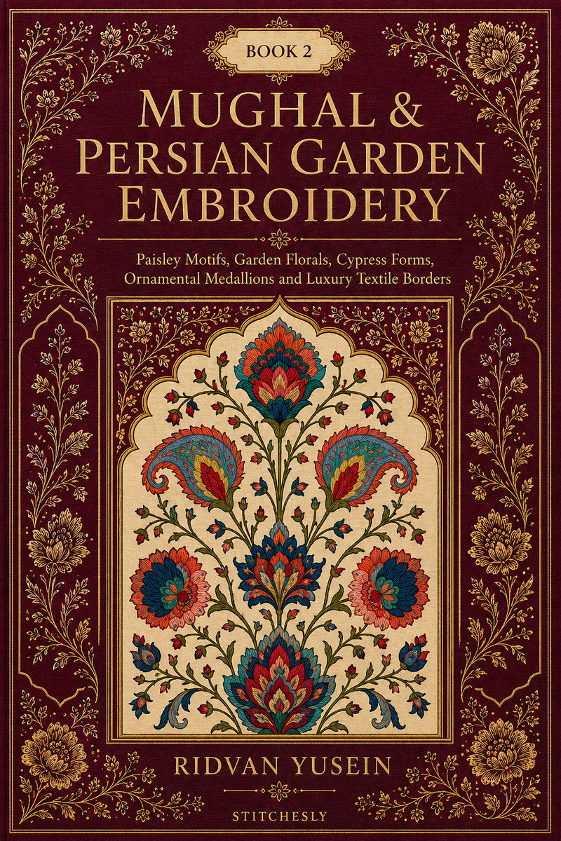 Mughal And Persian Garden Embroidery 2 Book from Mughal & Persian Garden Embroidery Book 2, a digital embroidery design reference for machine embroidery designs, embroidery patterns and botanical and floral embroidery.