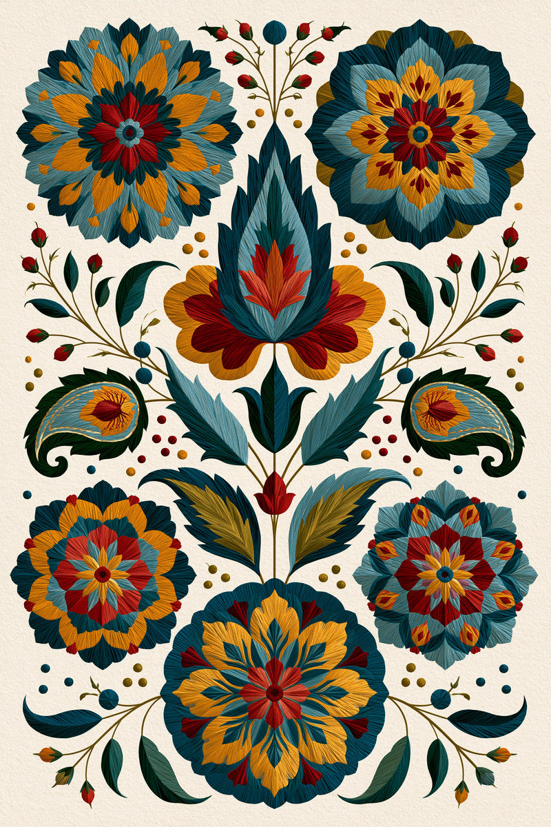 Mughal And Persian Garden Inspired 02 from Mughal & Persian Garden Embroidery Book 6, a digital embroidery design reference for machine embroidery designs, embroidery patterns and botanical and floral embroidery.
