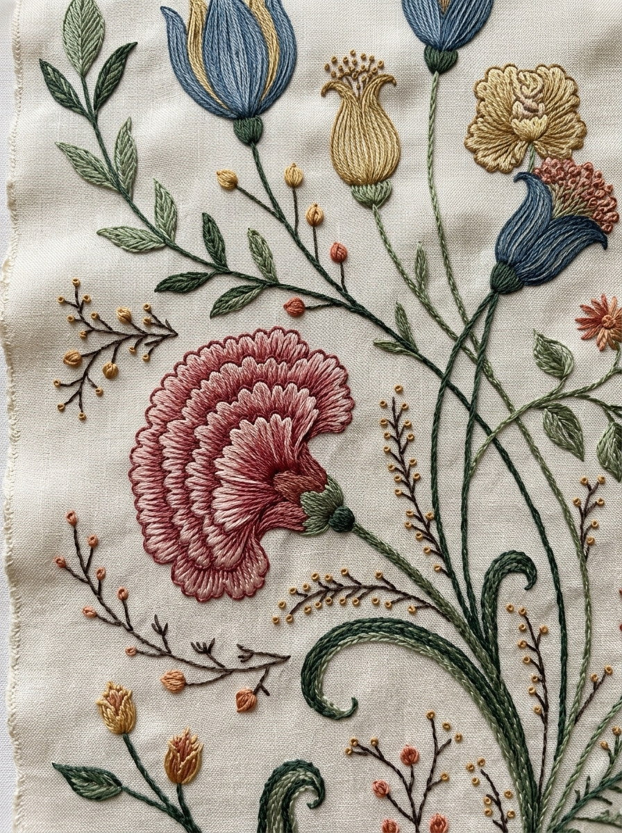 Mughal And Persian Garden Inspired 02 from Mughal & Persian Garden Embroidery Book 1, a digital embroidery design reference for machine embroidery designs, embroidery patterns and botanical and floral embroidery.