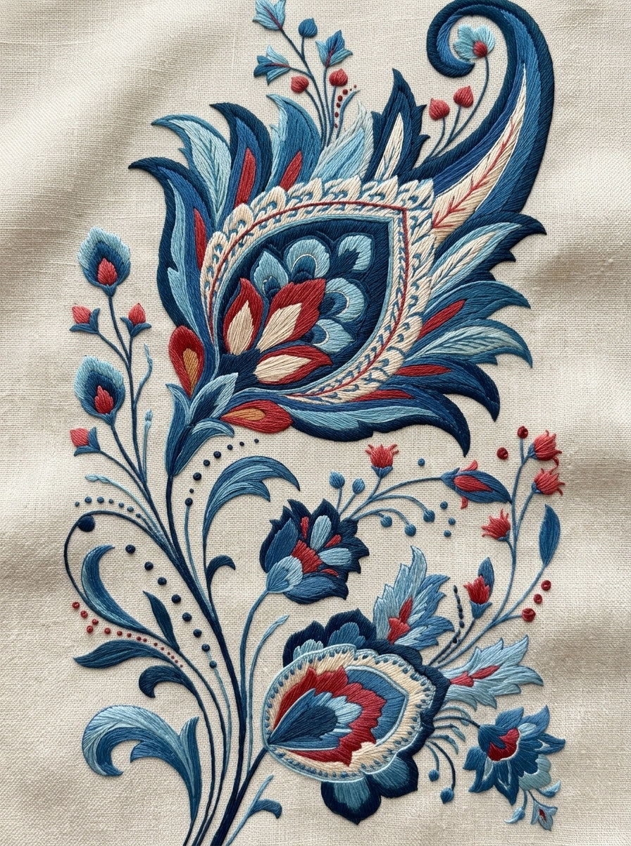 Mughal And Persian Garden Inspired 02 from Mughal & Persian Garden Embroidery Book 3, a digital embroidery design reference for machine embroidery designs, embroidery patterns and botanical and floral embroidery.