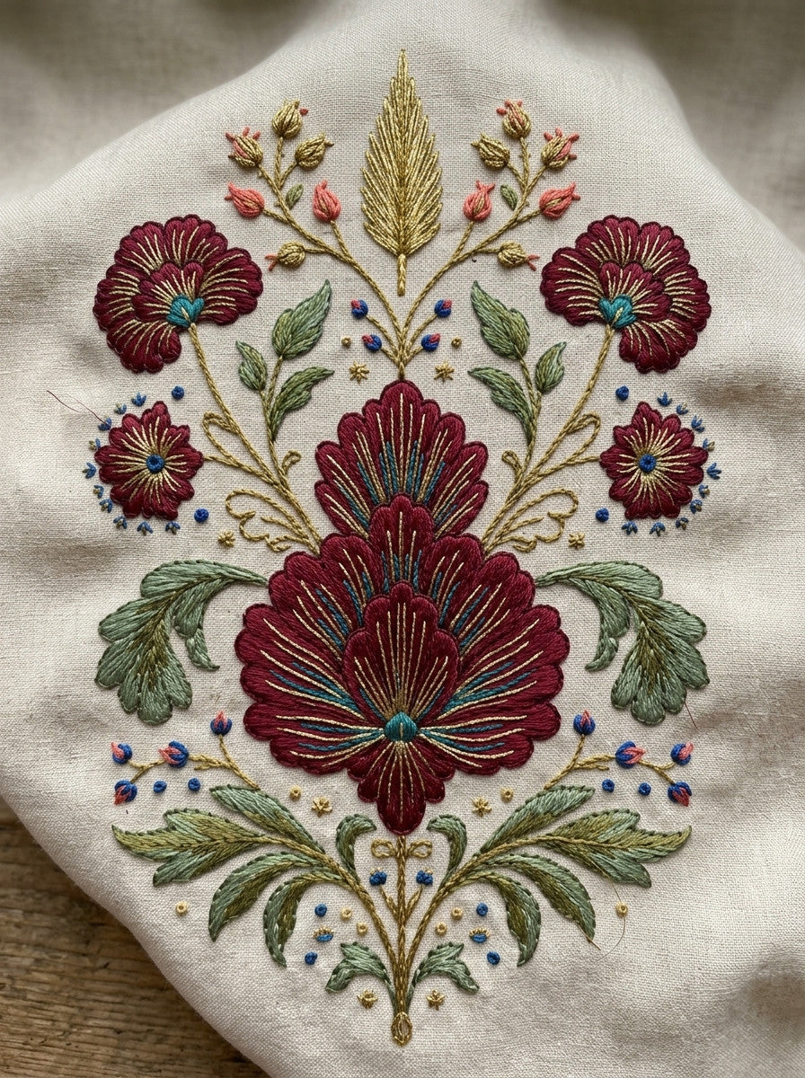 Mughal And Persian Garden Inspired 02 from Mughal & Persian Garden Embroidery Book 2, a digital embroidery design reference for machine embroidery designs, embroidery patterns and botanical and floral embroidery.