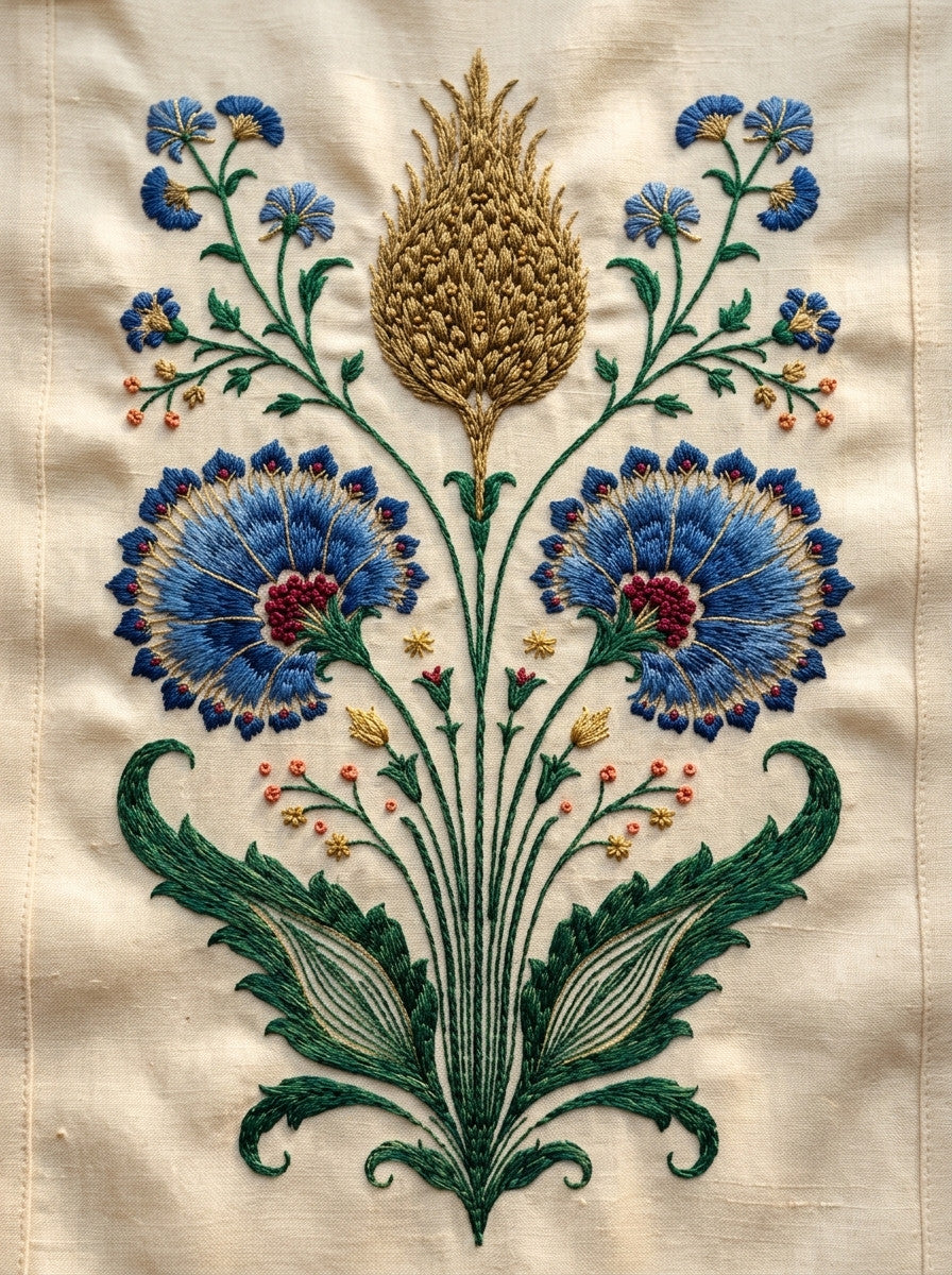 Mughal And Persian Garden Inspired 03 from Mughal & Persian Garden Embroidery Book 3, a digital embroidery design reference for machine embroidery designs, embroidery patterns and botanical and floral embroidery.