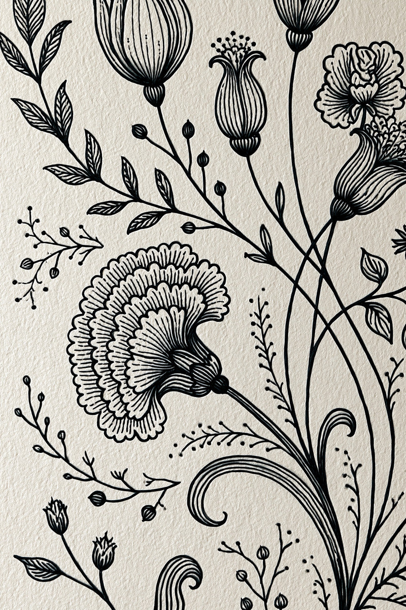 Mughal And Persian Garden Inspired 04 from Mughal & Persian Garden Embroidery Book 1, a digital embroidery design reference for machine embroidery designs, embroidery patterns and botanical and floral embroidery.
