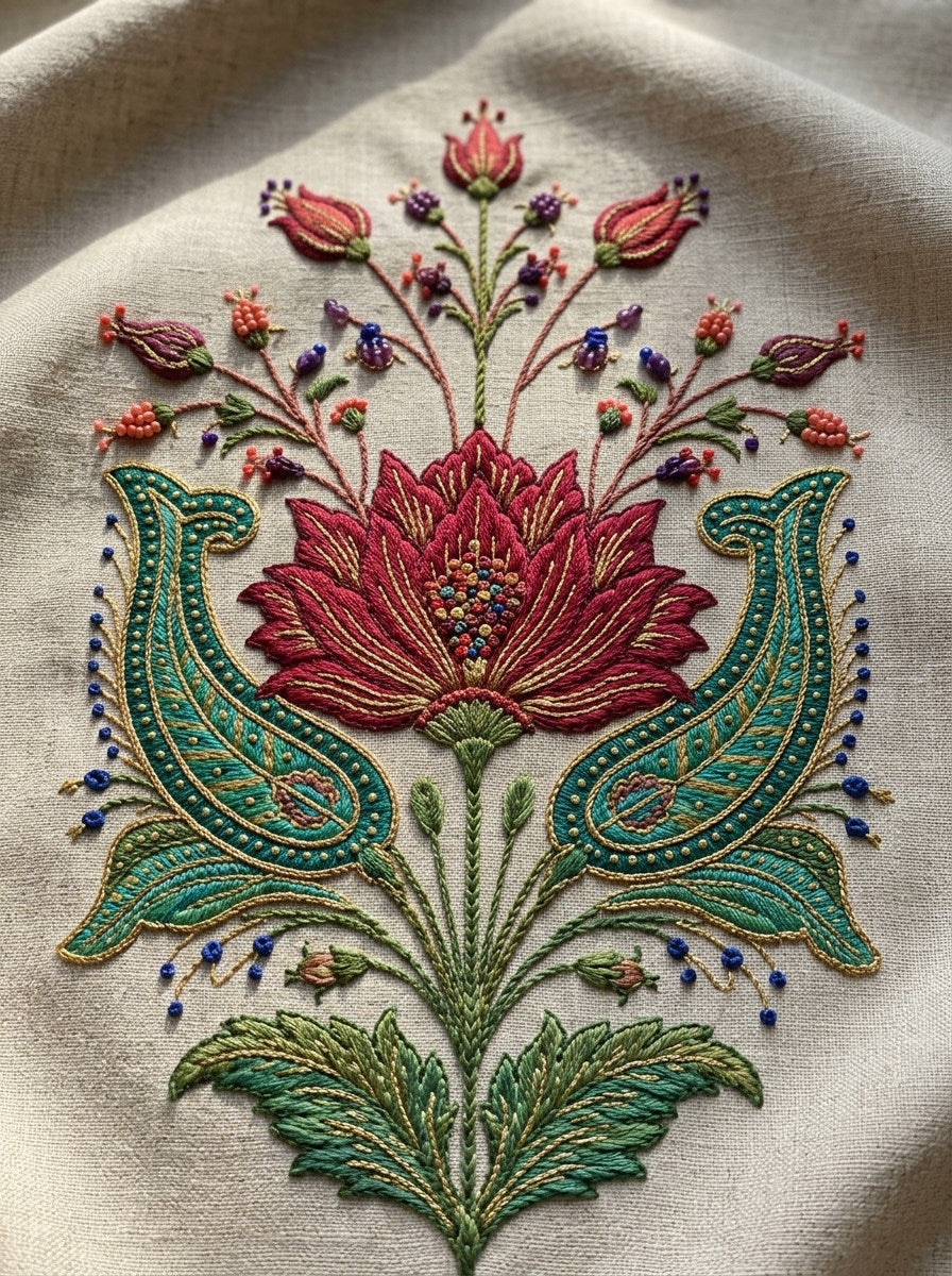 Mughal And Persian Garden Inspired from Mughal & Persian Garden Embroidery Book 1, a digital embroidery design reference for machine embroidery designs, embroidery patterns and botanical and floral embroidery.