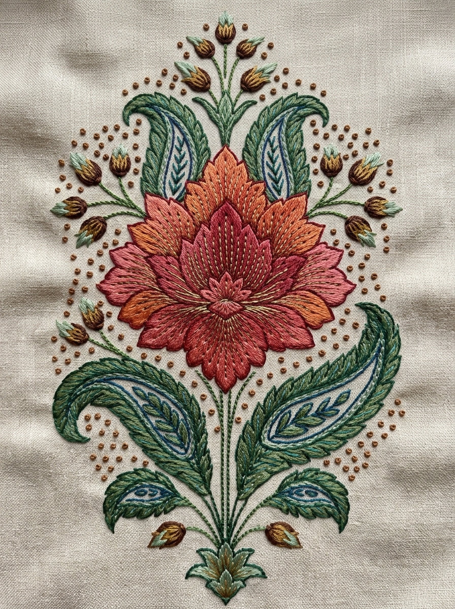 Mughal And Persian Garden Inspired from Mughal & Persian Garden Embroidery Book 5, a digital embroidery design reference for machine embroidery designs, embroidery patterns and botanical and floral embroidery.