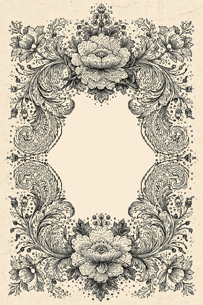 Mughal Decorative Label Frame Mughal from Mughal & Persian Garden Embroidery Book 2, a digital embroidery design reference for machine embroidery designs, embroidery patterns and frames and monogram spaces.