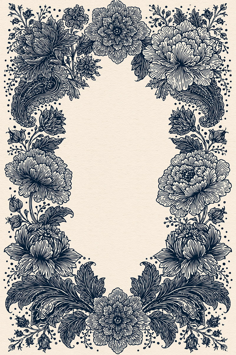 Mughal Decorative Label Frame Mughal from Mughal & Persian Garden Embroidery Book 5, a digital embroidery design reference for machine embroidery designs, embroidery patterns and frames and monogram spaces.
