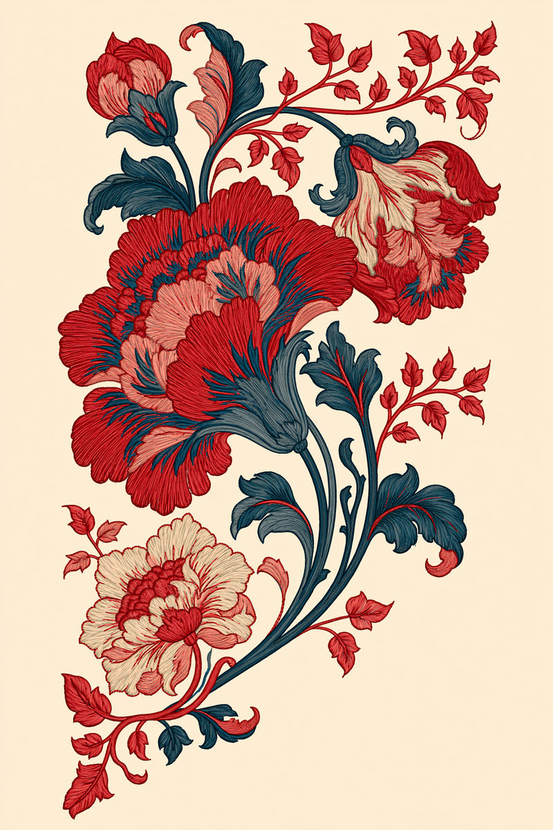 Mughal Floral Corner Mughal Persian 03 from Mughal, Persian & Oriental Embroidery Book 1, a digital embroidery design reference for machine embroidery designs, embroidery patterns and corner embroidery.