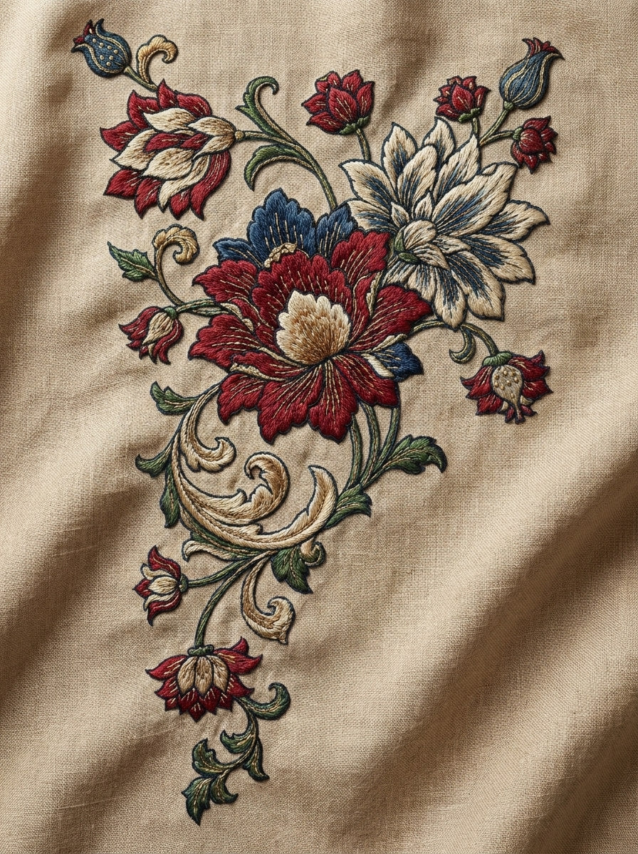 Mughal Floral Corner Mughal Persian from Mughal, Persian & Oriental Embroidery Book 1, a digital embroidery design reference for machine embroidery designs, embroidery patterns and corner embroidery.