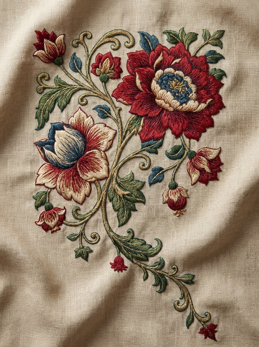 Mughal Floral Corner Mughal Persian from Mughal, Persian & Oriental Embroidery Book 4, a digital embroidery design reference for machine embroidery designs, embroidery patterns and corner embroidery.