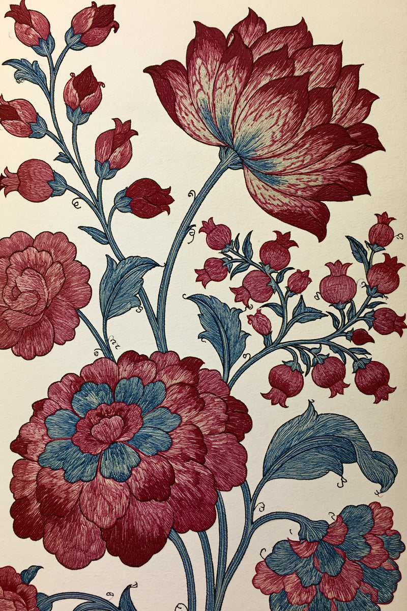 Mughal Garden Collection Plate Mughal from Mughal, Persian & Oriental Embroidery Book 4, a digital embroidery design reference for machine embroidery designs, embroidery patterns and botanical and floral embroidery.