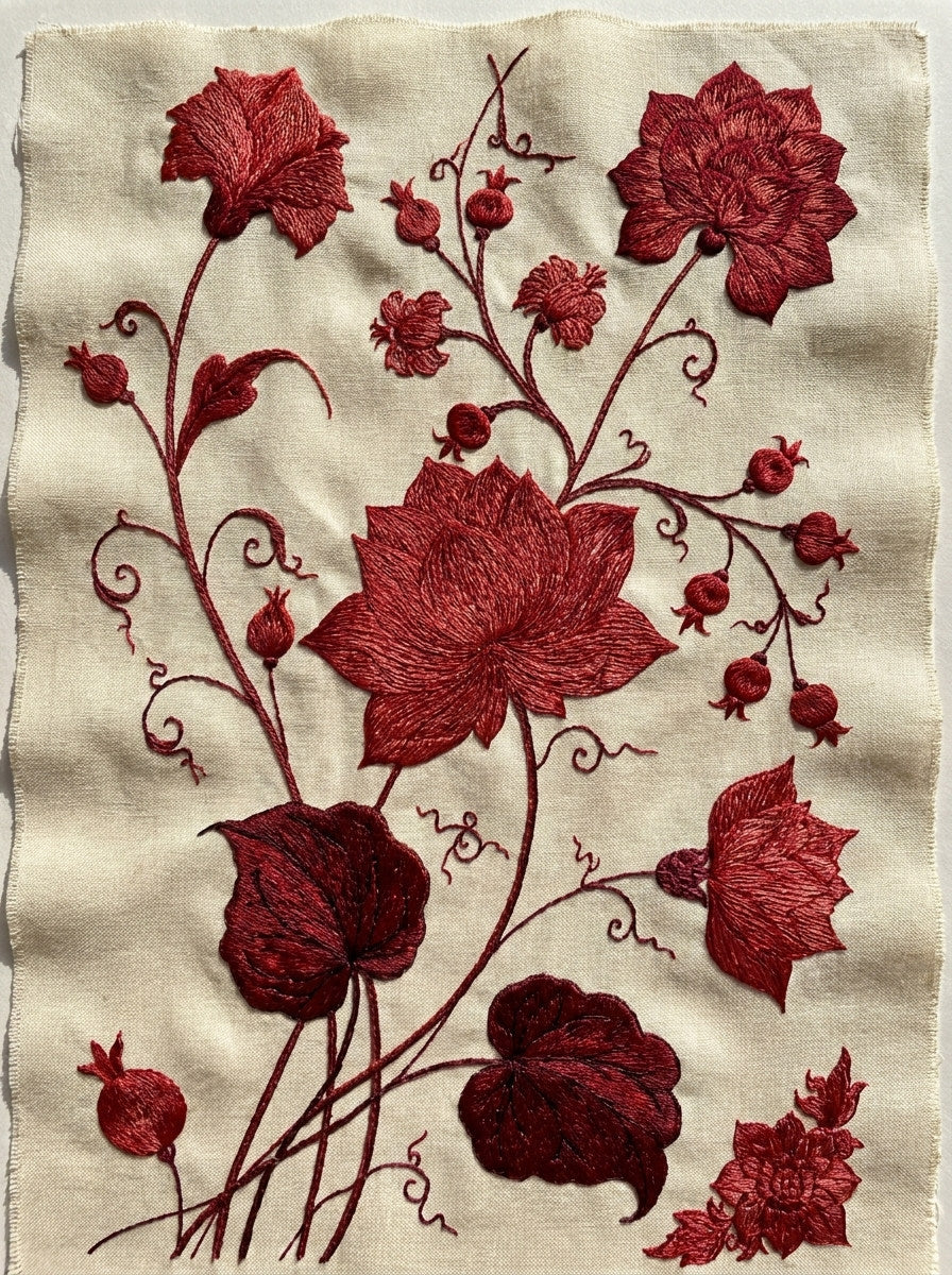 Mughal Garden Collection Plate Mughal from Mughal, Persian & Oriental Embroidery Book 1, a digital embroidery design reference for machine embroidery designs, embroidery patterns and botanical and floral embroidery.